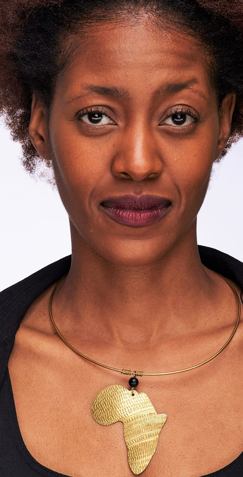 African Map Brass Tribal Necklace