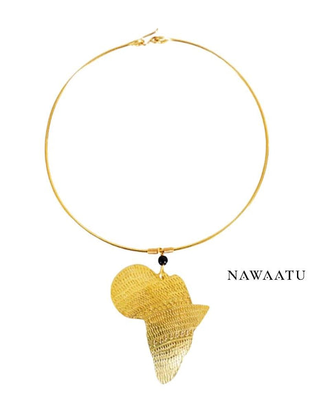 African Map Brass Tribal Necklace