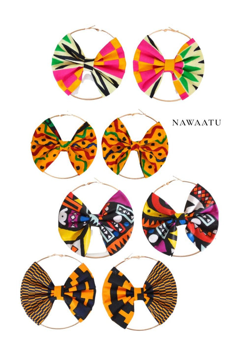 African Ankara Print Earrings-Pink