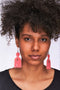 African Comb Wooden Earrings-Pink