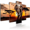 Walking Elephants In African Sunset print Canvas Pictures