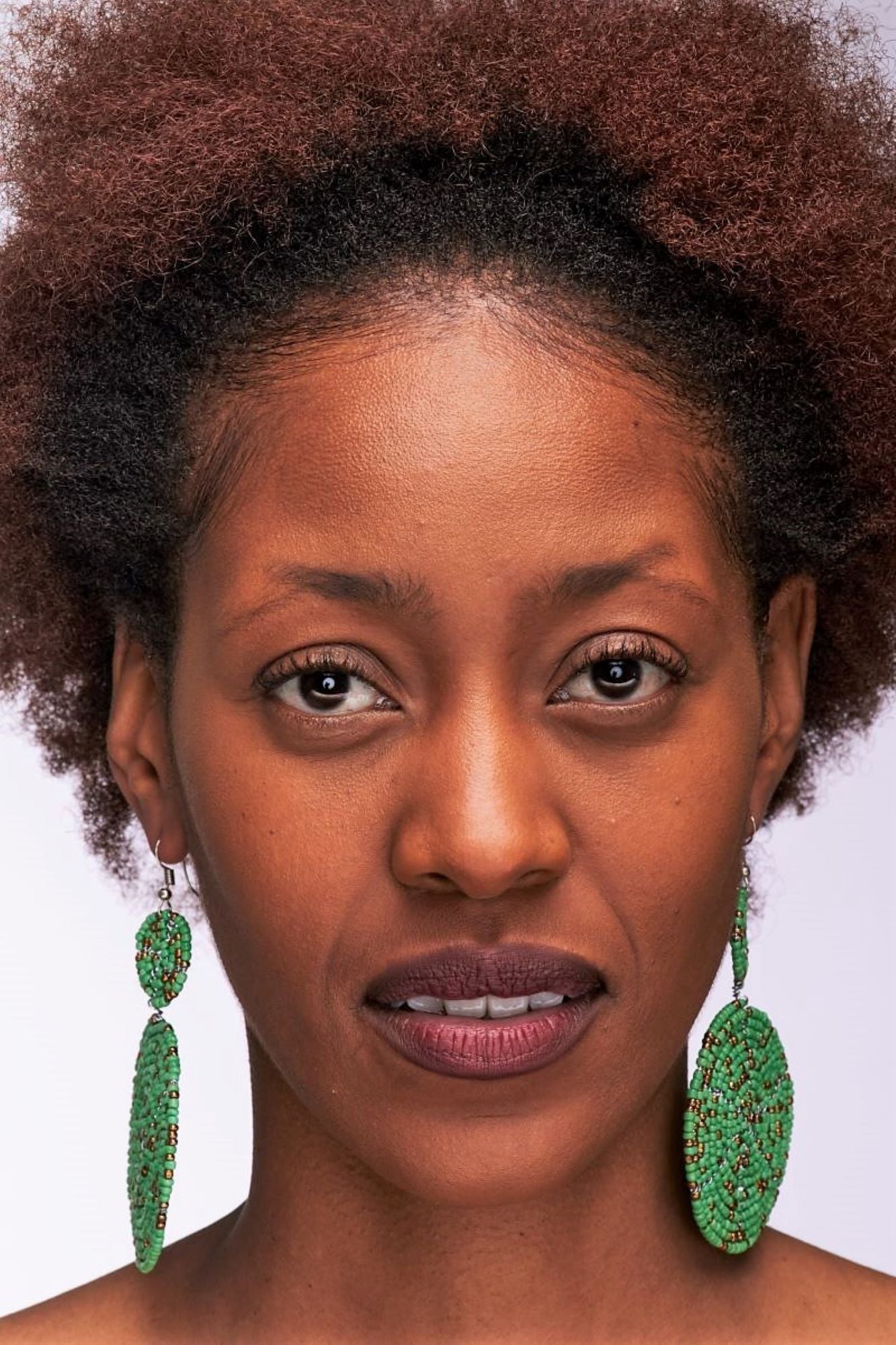 African white bead earrings main image 1