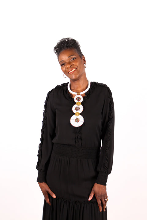 African Round Shape White Necklace