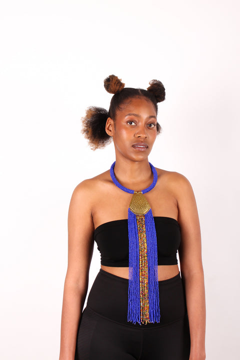 Royal Blue African Statement Necklace