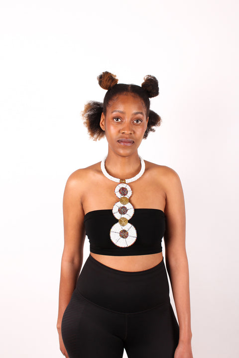 African Round Shape White Necklace