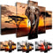 Walking Elephants In African Sunset print Canvas Pictures