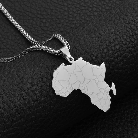 Africa Map Stainless Steel Pendant Necklace